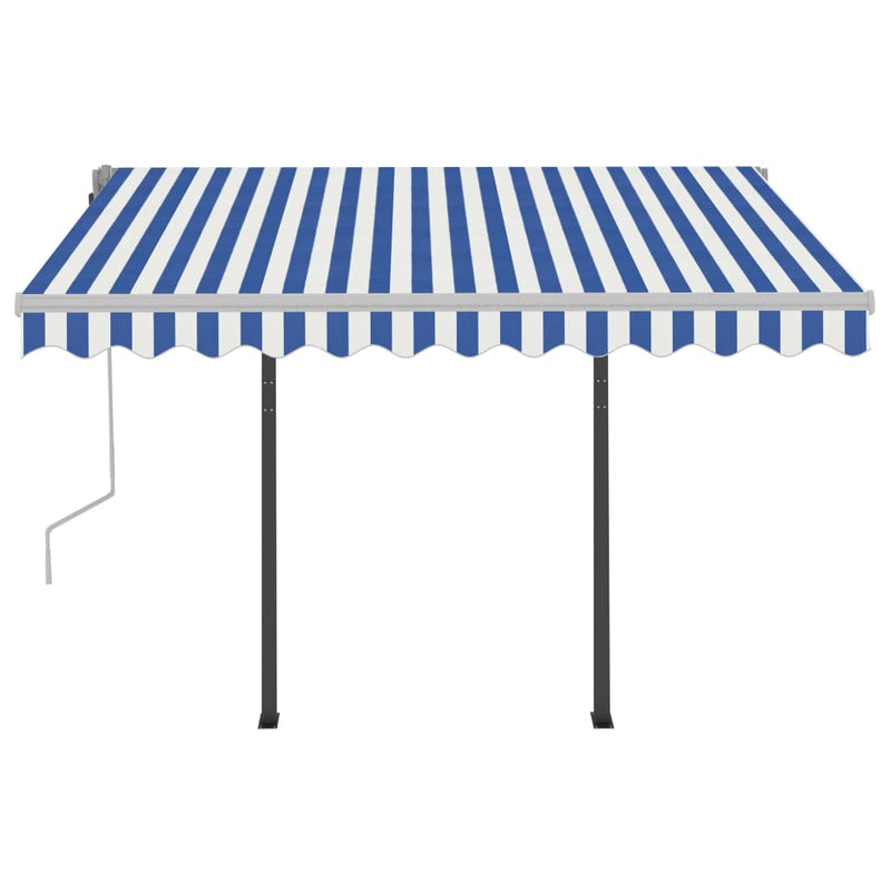 Manual Retractable Awning with LED 118.1"x98.4" Blue and White