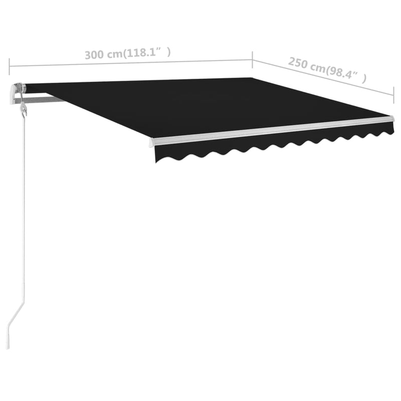 Manual Retractable Awning with LED 118.1"x98.4" Anthracite