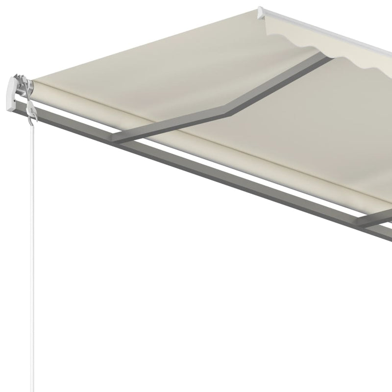 Manual Retractable Awning with Posts 157.5"x118.1" Cream