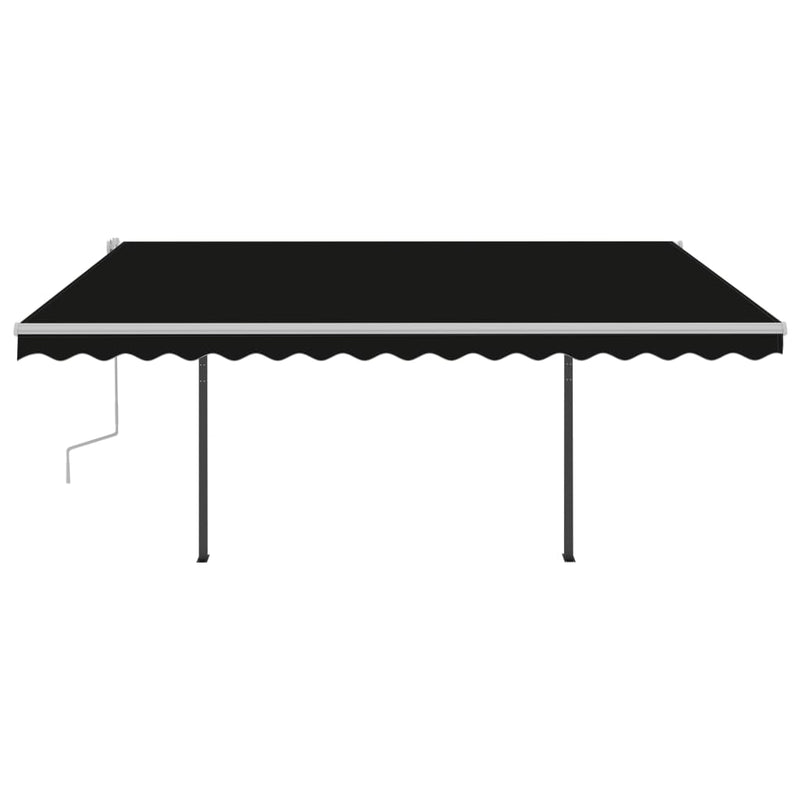 Manual Retractable Awning with Posts 157.5"x118.1" Anthracite