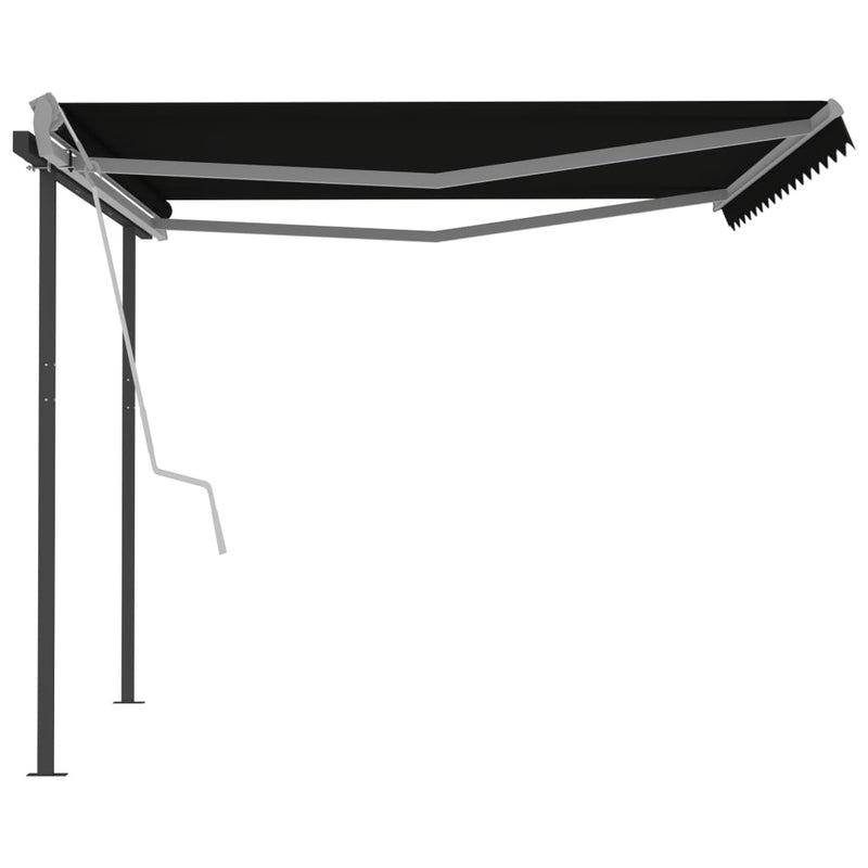 Manual Retractable Awning with Posts 157.5"x118.1" Anthracite