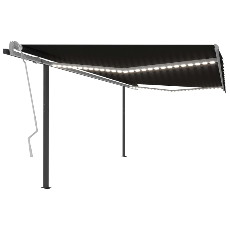 Manual Retractable Awning with LED 157.5"x118.1" Anthracite