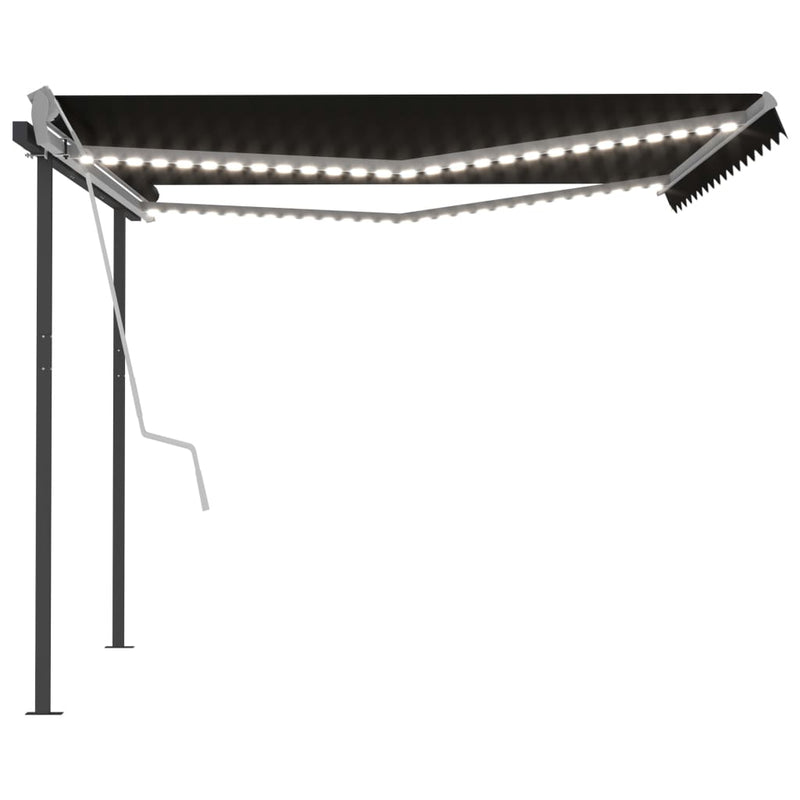 Manual Retractable Awning with LED 157.5"x118.1" Anthracite