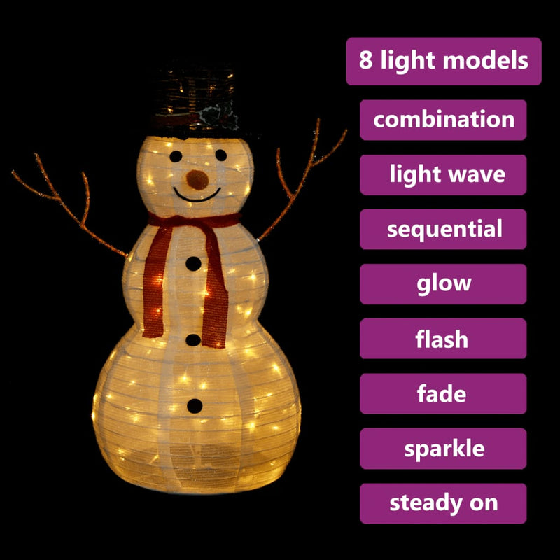 Decorative Christmas Snowman Figure with LED Luxury Fabric 35.4"