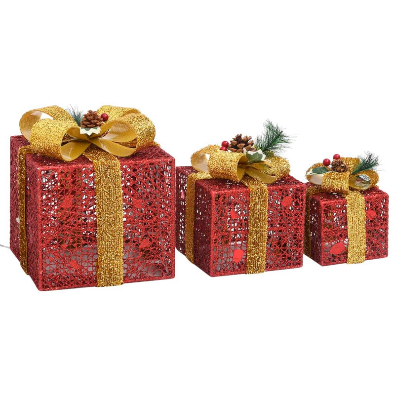 Decorative Christmas Gift Boxes 3 pcs Red Outdoor Indoor