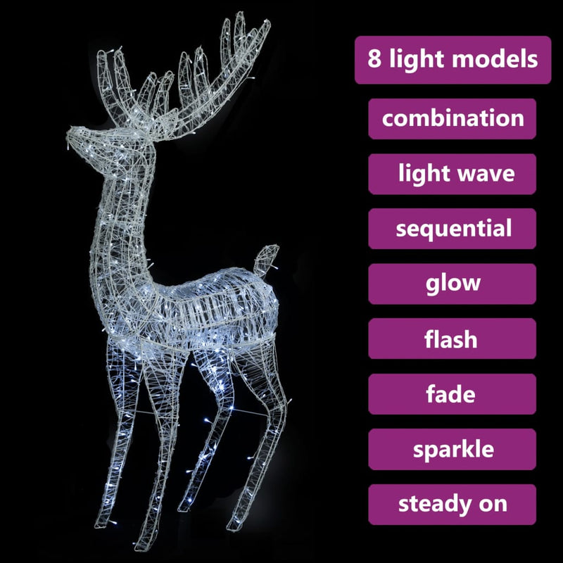 XXL Acrylic Christmas Reindeer 250 LED 70.9" Cold white