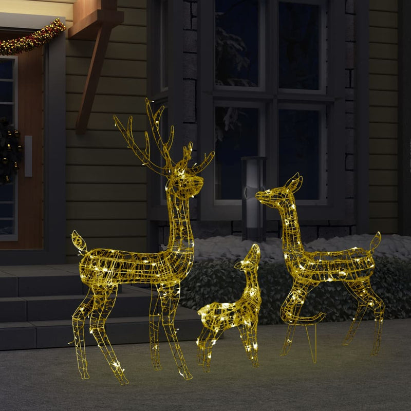 Acrylic Reindeer Family Christmas Decoration 300 LED Warm White