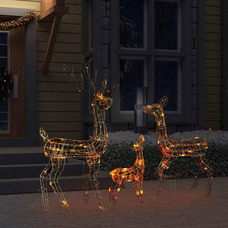 Acrylic Reindeer Family Christmas Decoration 300 LED Colorful