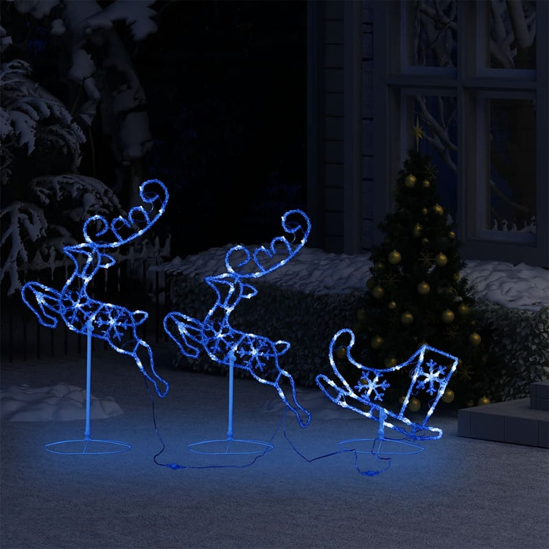 Acrylic Christmas Flying Reindeer&Sleigh 102.4"x8.3"x34.3" Blue