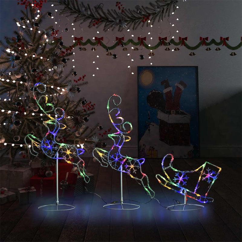 Acrylic Christmas Flying Reindeer&Sleigh 102.4"x8.3"x34.3" Colorful