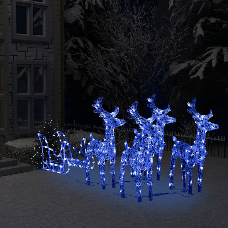 Reindeers & Sleigh Christmas Decoration 110.2"x11"x21.7" Acrylic