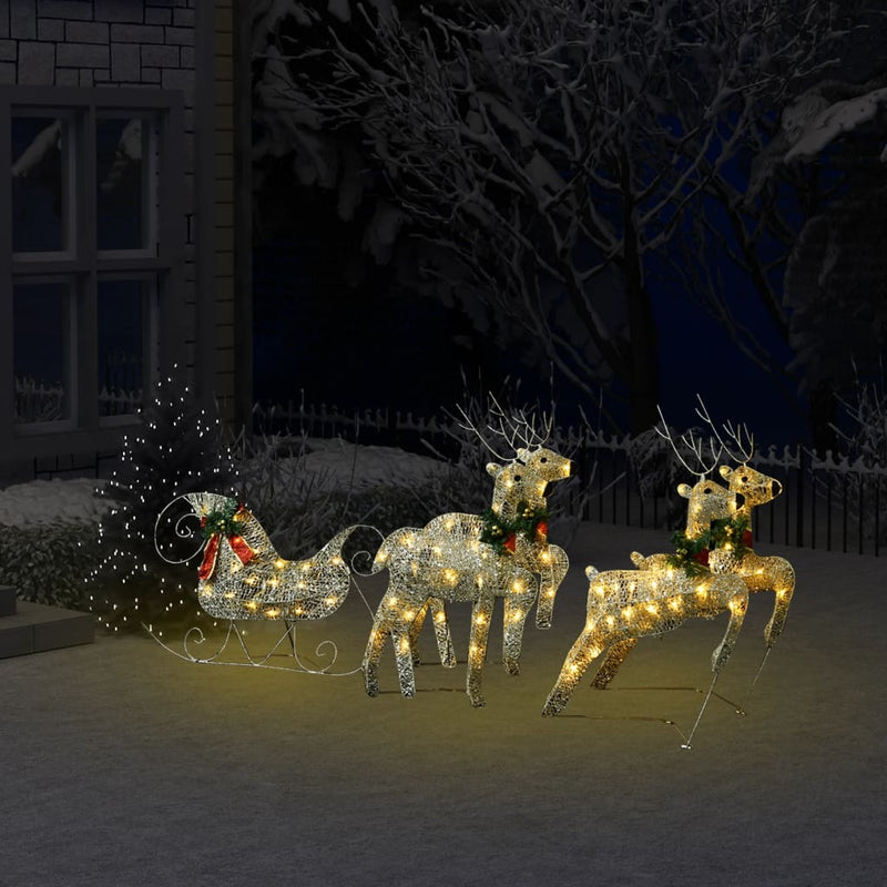 Reindeer & Sleigh Christmas Decoration 100 LEDs Outdoor Gold