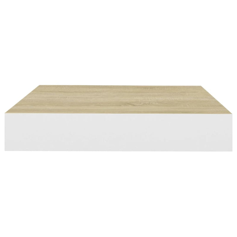 Floating Wall Shelf Oak and White 9.1"x9.3"x1.5" MDF