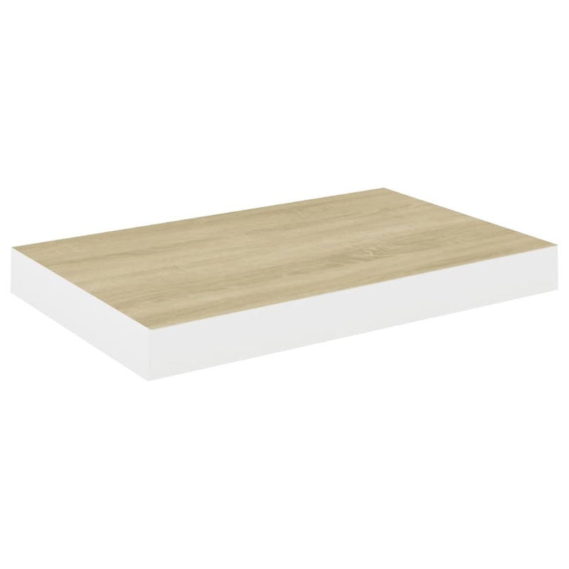 Floating Wall Shelf Oak and White 15.7"x9.1"x1.5" MDF