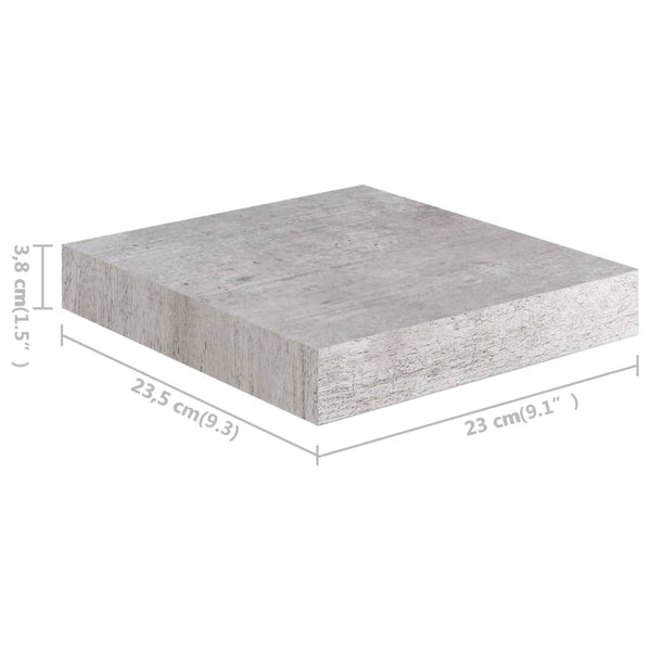 Floating Wall Shelves 2 pcs Concrete Gray 9.1"x9.3"x1.5" MDF
