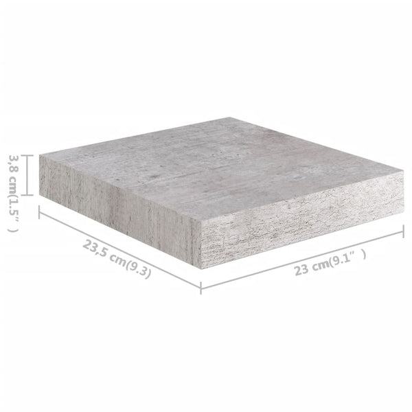 Floating Wall Shelves 4 pcs Concrete Gray 9.1"x9.3"x1.5" MDF