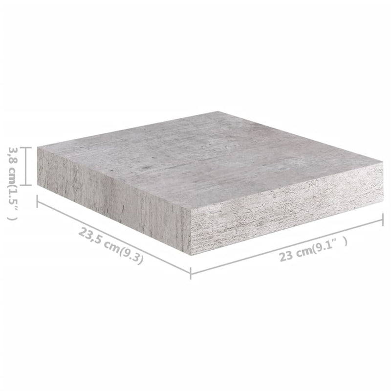 Floating Wall Shelves 4 pcs Concrete Gray 9.1"x9.3"x1.5" MDF