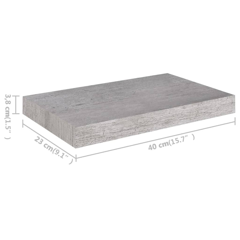 Floating Wall Shelves 2 pcs Concrete Gray 15.7"x9.1"x1.5" MDF