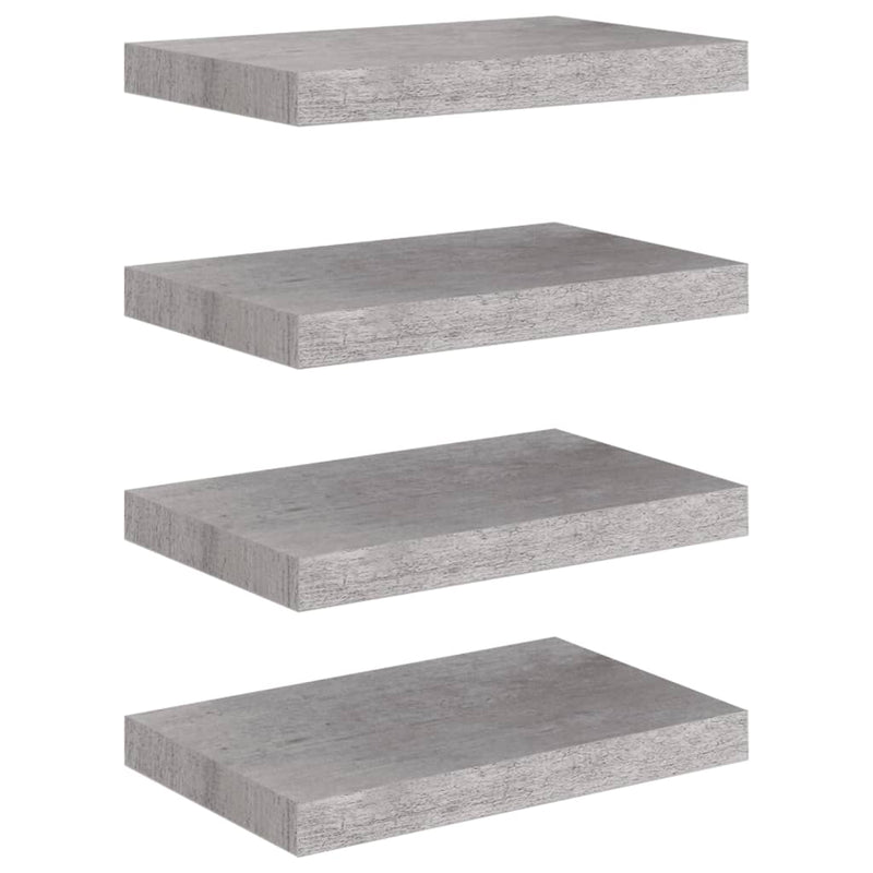 Floating Wall Shelves 4 pcs Concrete Gray 15.7"x9.1"x1.5" MDF