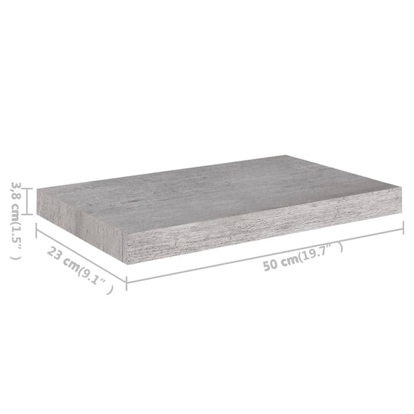 Floating Wall Shelf Concrete Gray 19.7"x9.1"x1.5" MDF