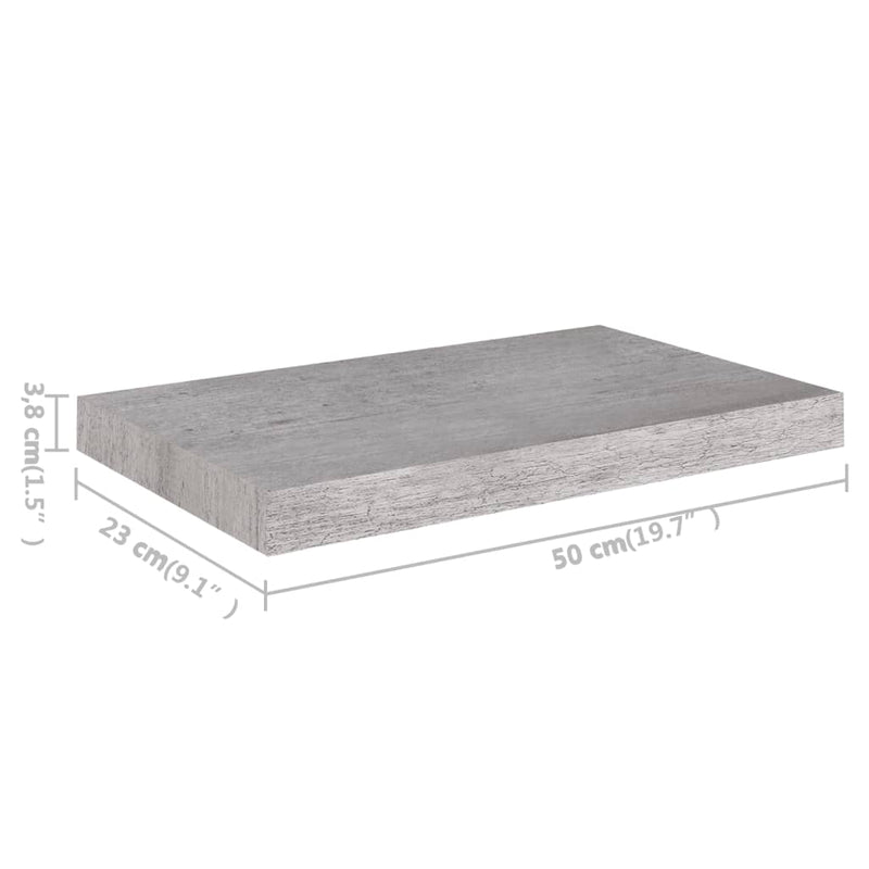 Floating Wall Shelves 2 pcs Concrete Gray 19.7"x9.1"x1.5" MDF