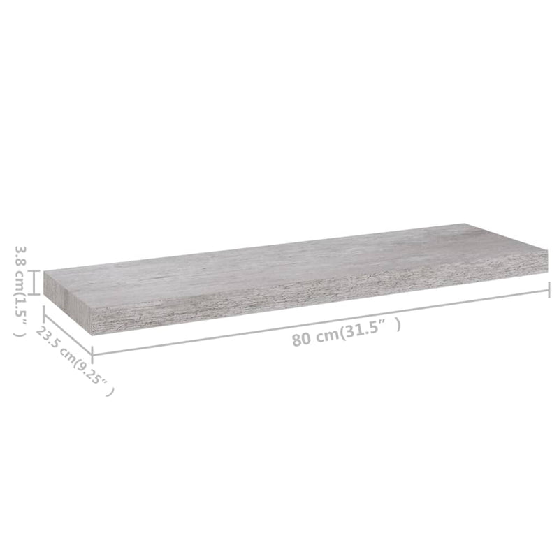 Floating Wall Shelves 2 pcs Concrete Gray 31.5"x9.3"x1.5" MDF