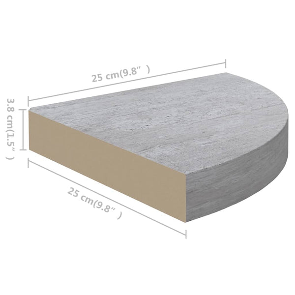 Wall Corner Shelf Concrete Gray 9.8"x9.8"x1.4" MDF