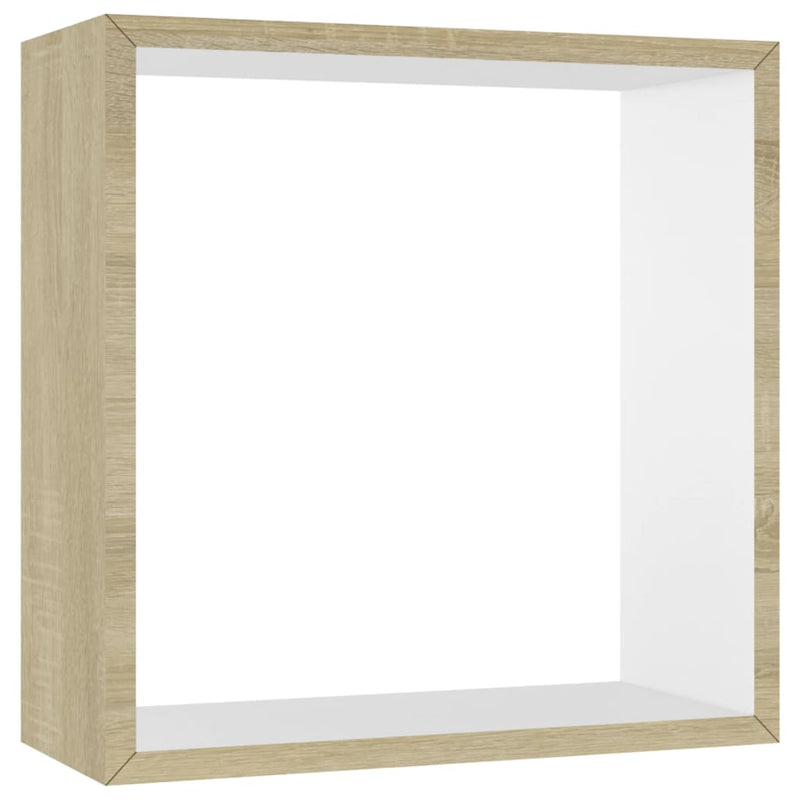 Wall Cube Shelves 3 pcs White and Sonoma Oak