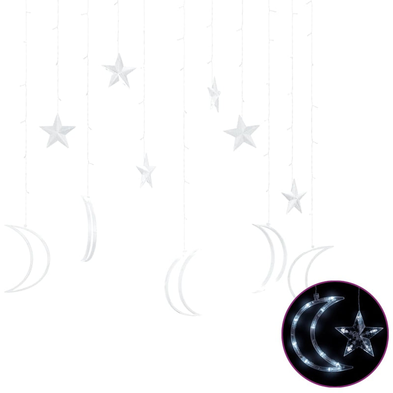 Star and Moon Fairy Lights Remote Control 138 LED Cold White
