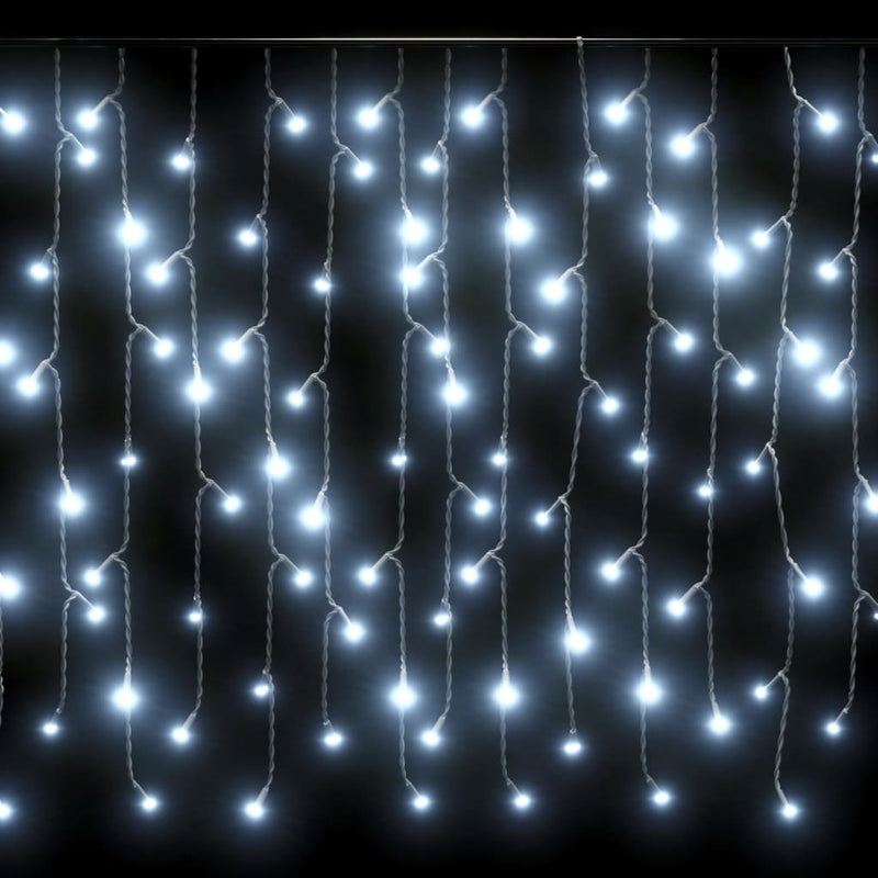 LED Curtain Icicle Lights 393.7" 400 LED Cold White 8 Function