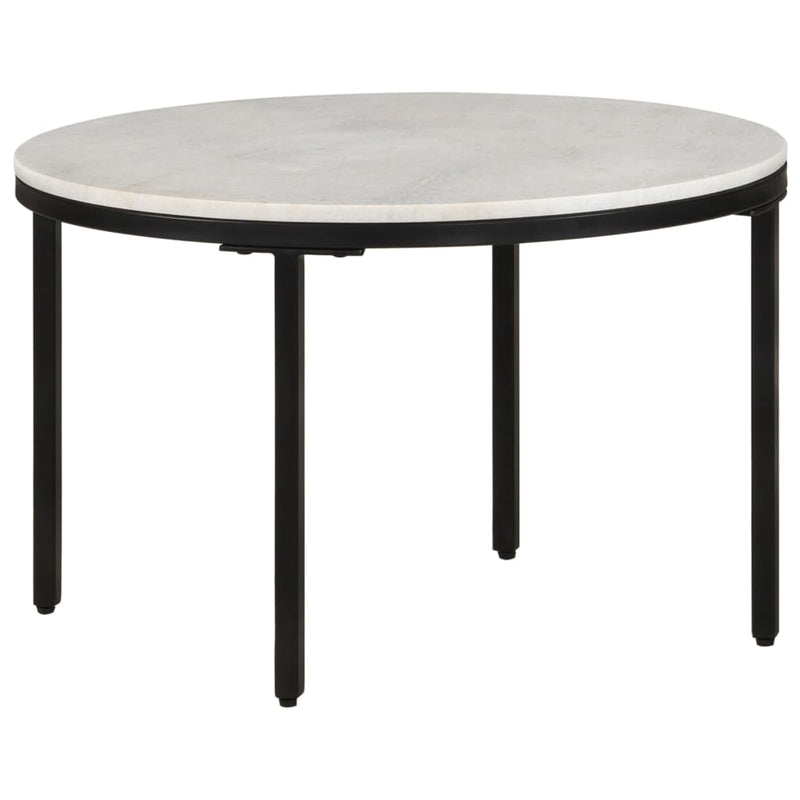 Coffee Table White and Black Ã˜25.6" Real Solid Marble