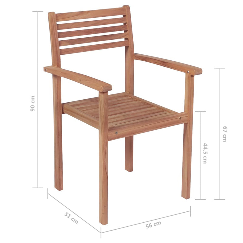 Stackable Patio Chairs 6 pcs Solid Teak Wood