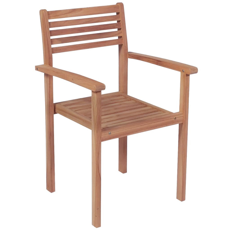 Stackable Patio Chairs with Cushions 6 pcs Solid Teak Wood