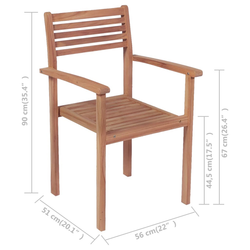 Stackable Patio Chairs with Cushions 8 pcs Solid Teak Wood