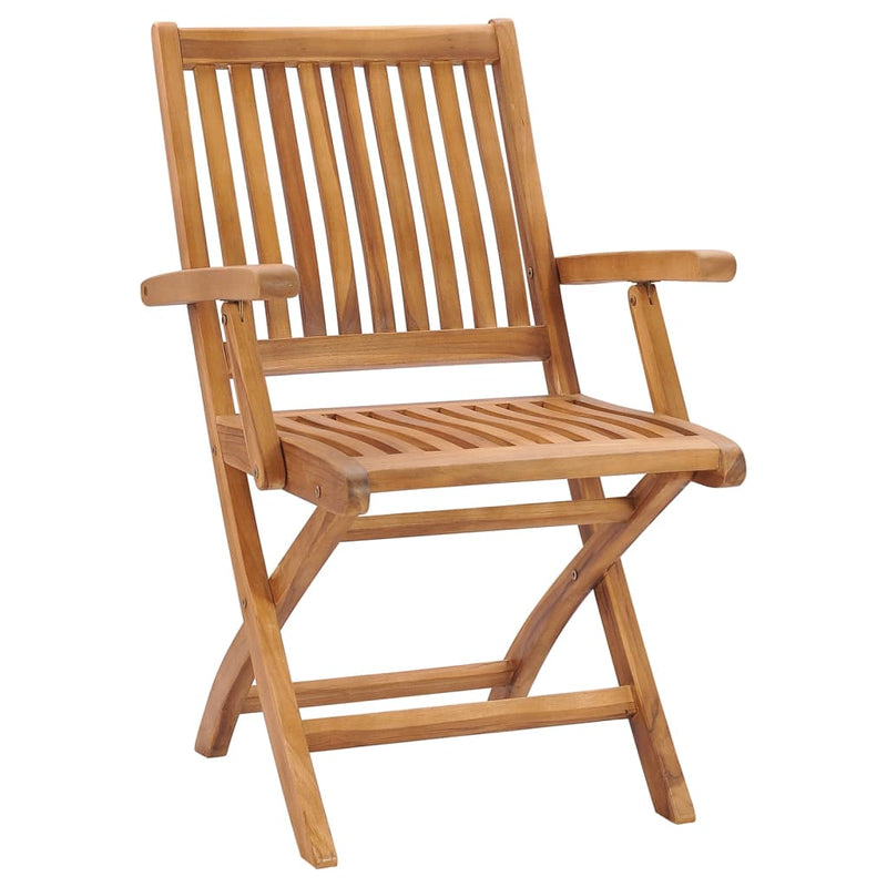 Folding Patio Chairs with Cushions 8 pcs Solid Teak Wood
