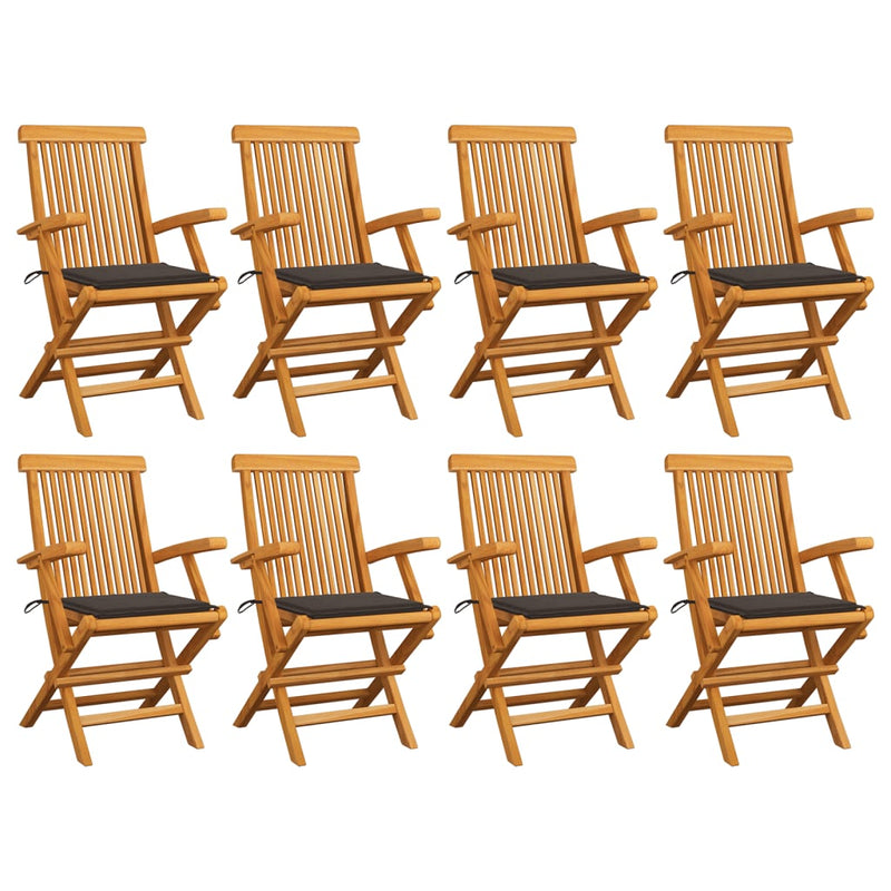 Patio Chairs with Taupe Cushions 8 pcs Solid Teak Wood