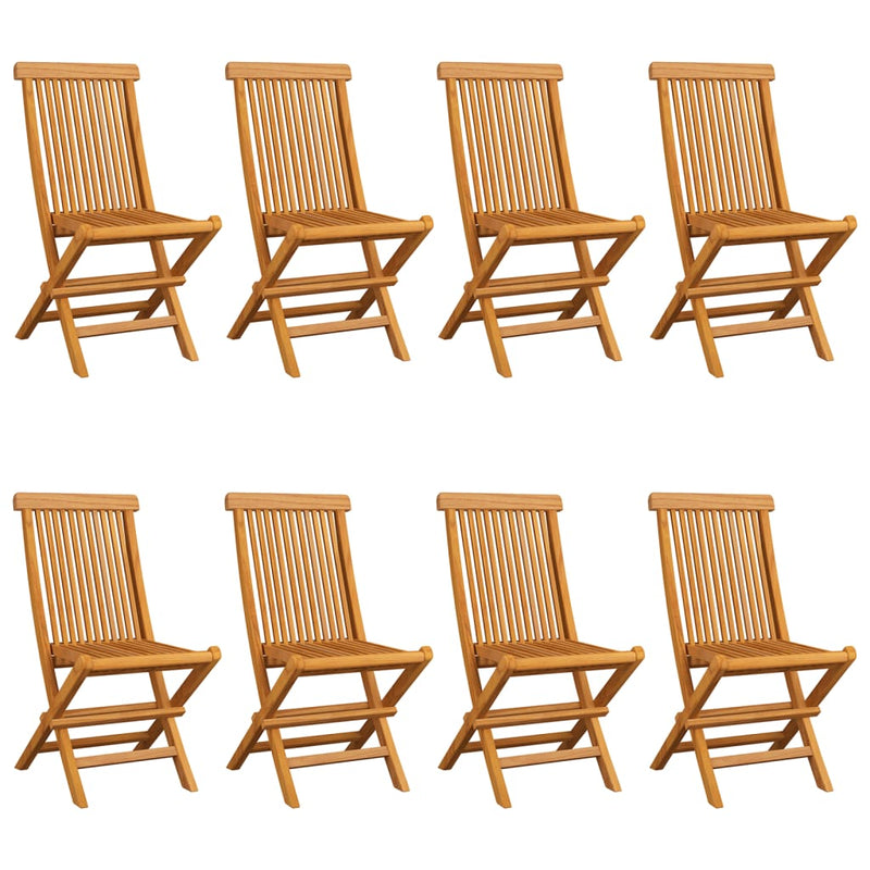 Patio Chairs with Wine Red Cushions 8 pcs Solid Teak Wood