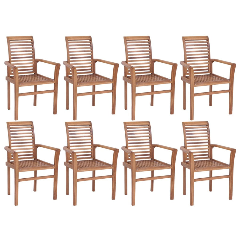 Stacking Dining Chairs 8 pcs Solid Teak Wood