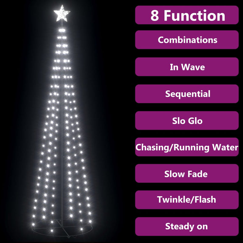 Christmas Cone Tree Cold White 136 LEDs Decoration 27.6"x94.5"