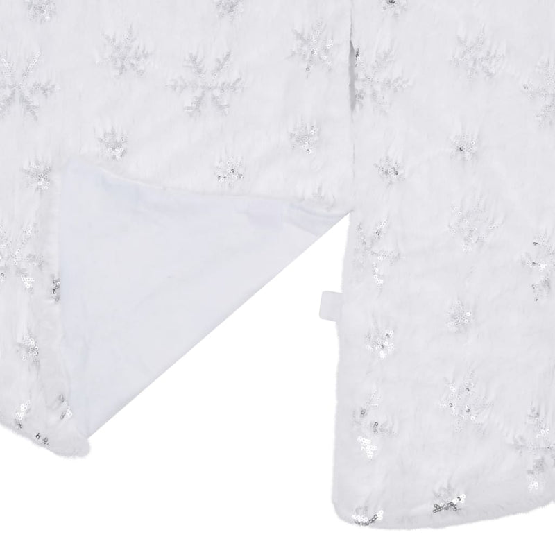 Luxury Christmas Tree Skirt White 48" Faux Fur