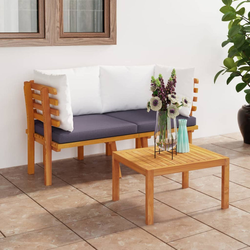2-Seater Patio Sofa with Cushions Solid Acacia Wood