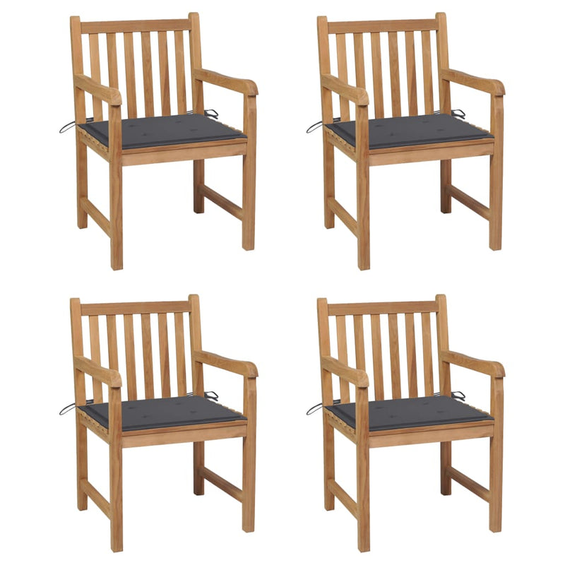 Patio Chairs 4 pcs with Anthracite Cushions Solid Teak Wood