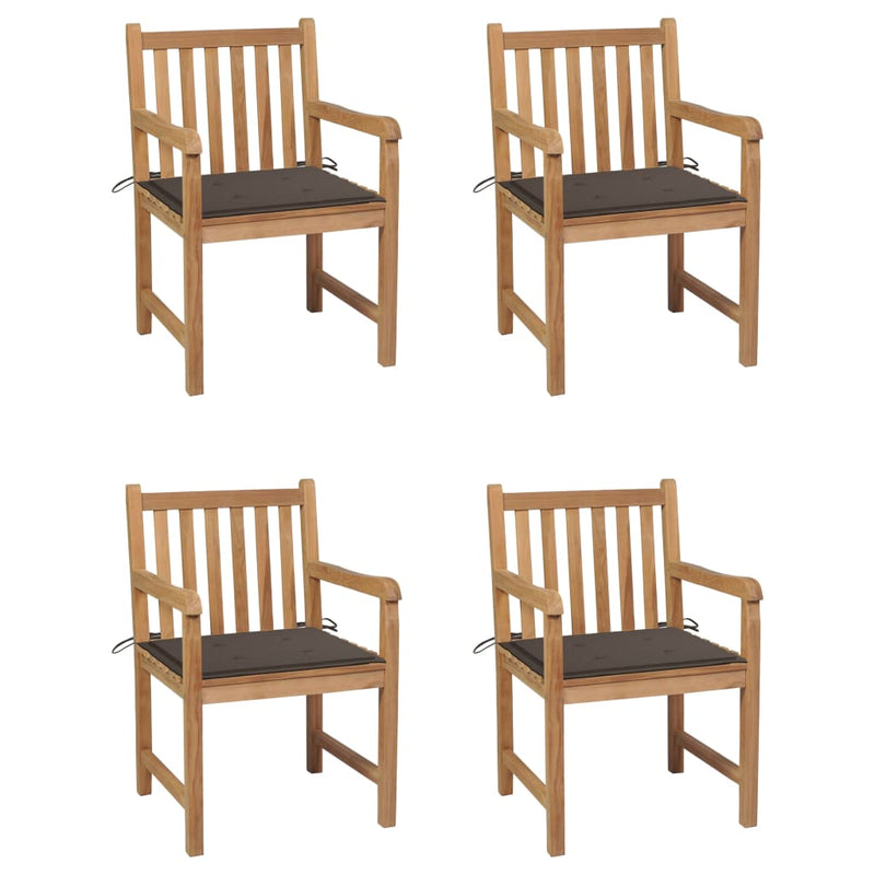 Patio Chairs 4 pcs with Taupe Cushions Solid Teak Wood