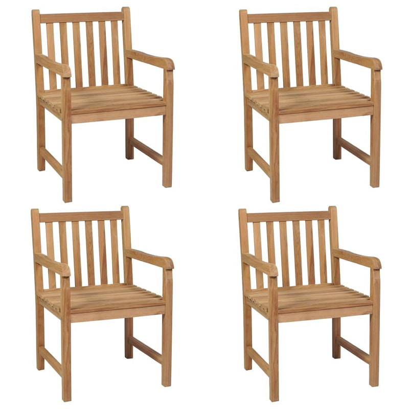Patio Chairs 4 pcs with Cream White Cushions Solid Teak Wood