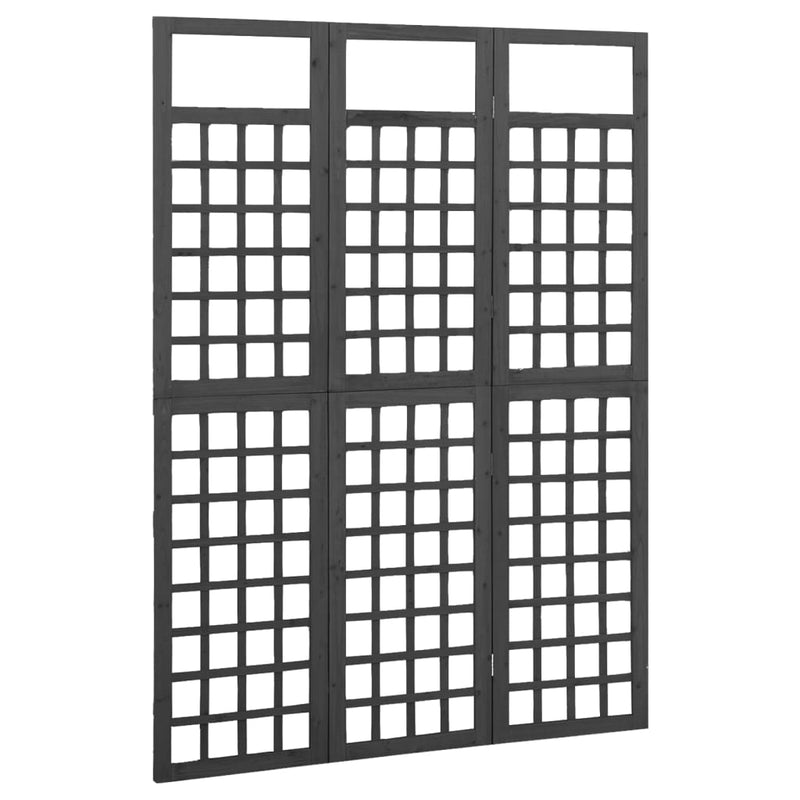 3-Panel Room Divider/Trellis Solid Fir Wood Black 47.6"x70.9"