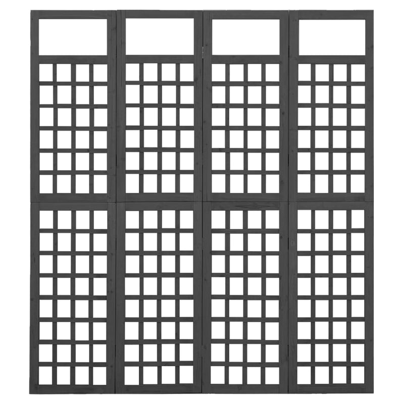 4-Panel Room Divider/Trellis Solid Fir Wood Black 63.4"x70.9"