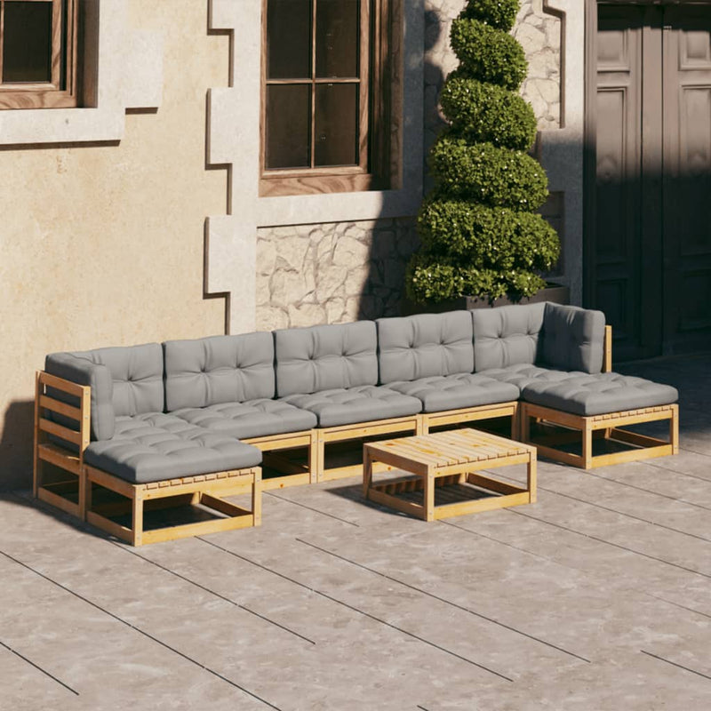 8 Piece Patio Lounge Set with Cushions Solid Pinewood