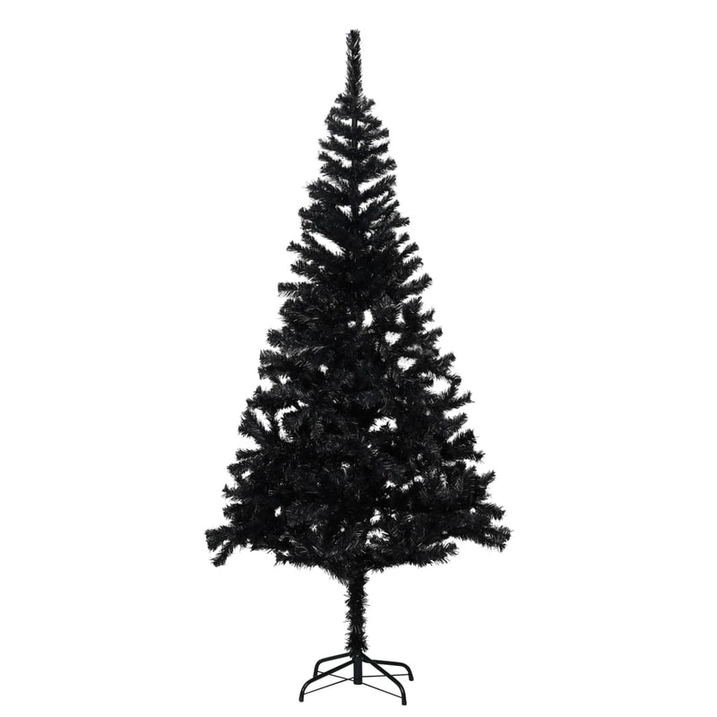 Artificial Christmas Tree with LEDs&Stand Black 82.7" PVC