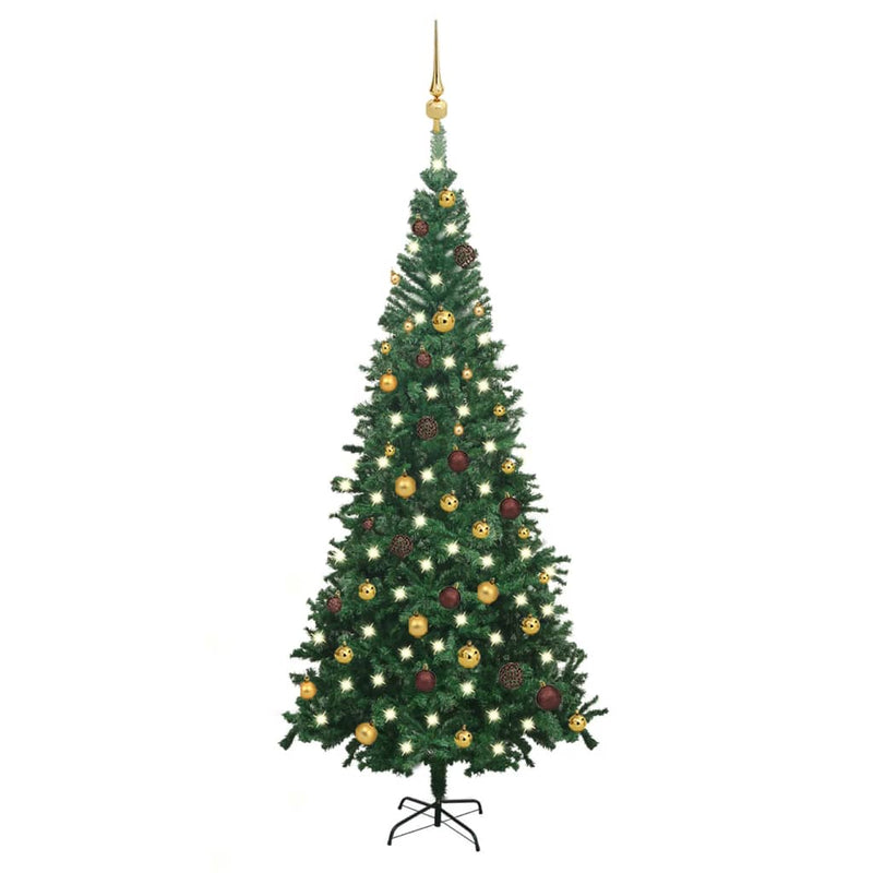 Artificial Christmas Tree with LEDs&Ball Set L 94.5" Green