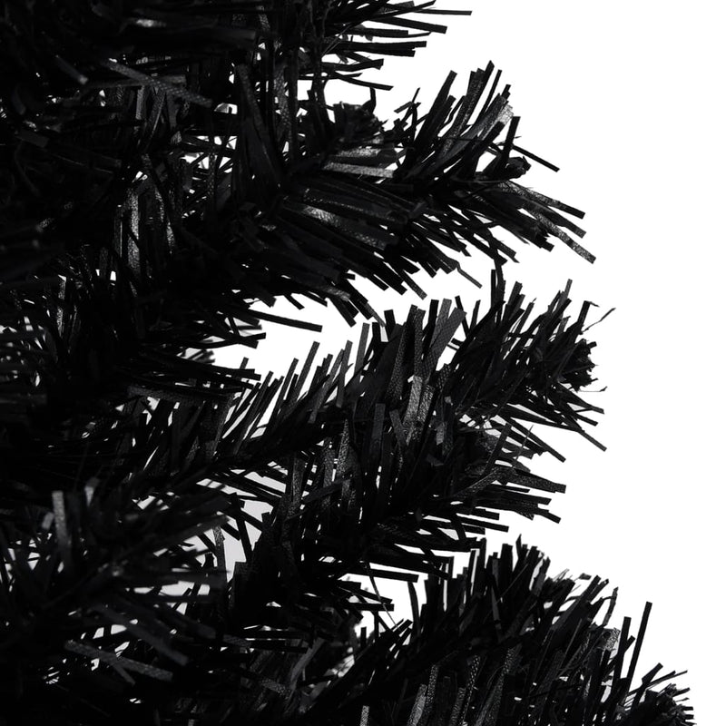 Artificial Christmas Tree with LEDs&Ball Set Black 82.7" PVC